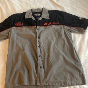 Gray, black and orange H-D Racing mechanics shirt, short sleeve, size L